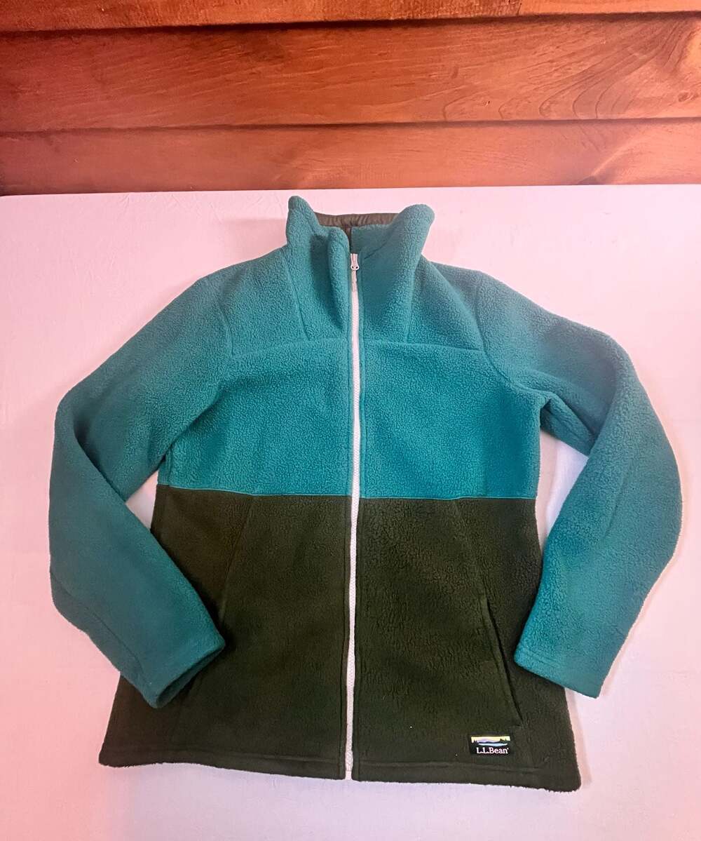 L.L.Bean Women's Mountainside Fleece Full-Zip Jacket Teal Green Size M